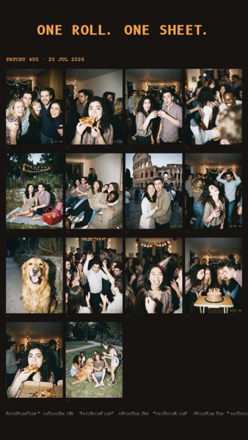 Contact sheet of a developed roll